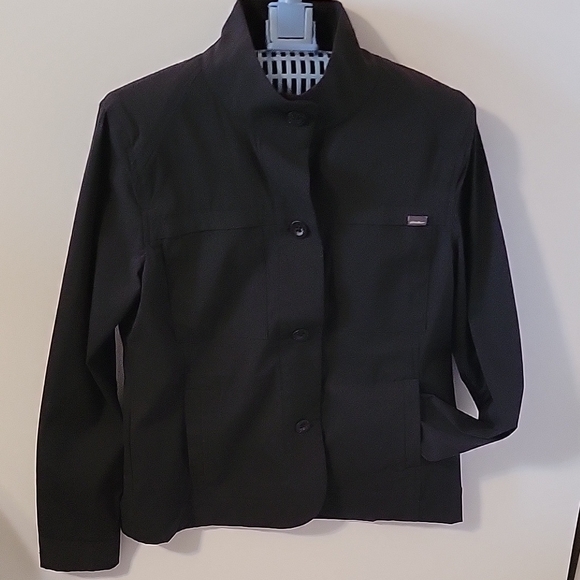 Eddie Bauer Black weather resistant button down jacket, size 6. - Picture 1 of 8